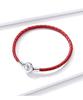 Aifule Red Bracelet: S925 Sterling Silver Buckle, Genuine Leather, Women's Single Circle Design.