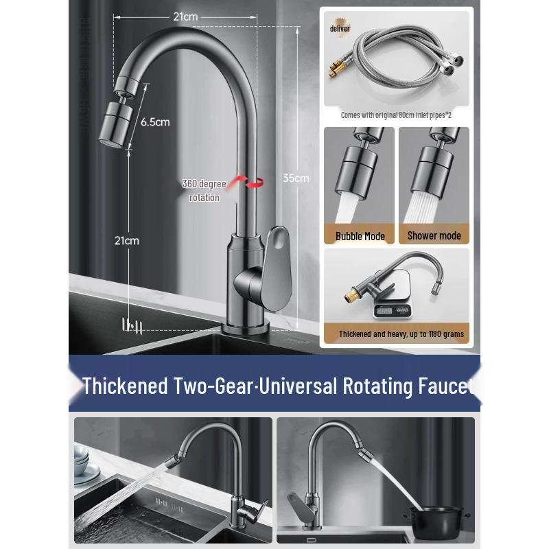 All-Copper Kitchen Pull-Out Faucet with 360° Rotation & Dual-Use Hot/Cold for Vegetable Sink