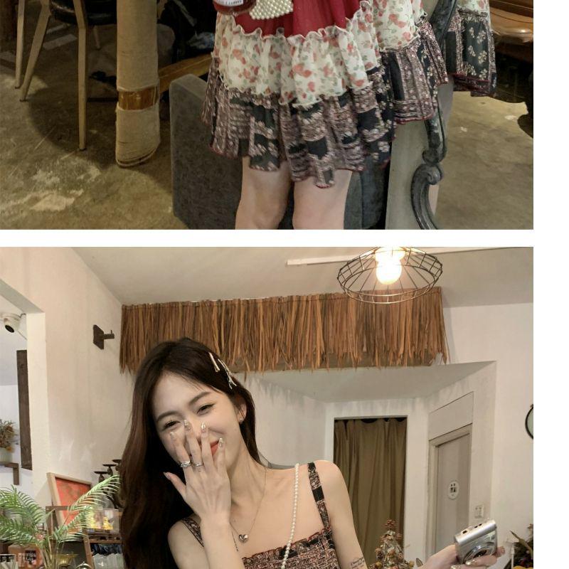 2026 Retro Floral Chiffon Sling Dress for Petite Women