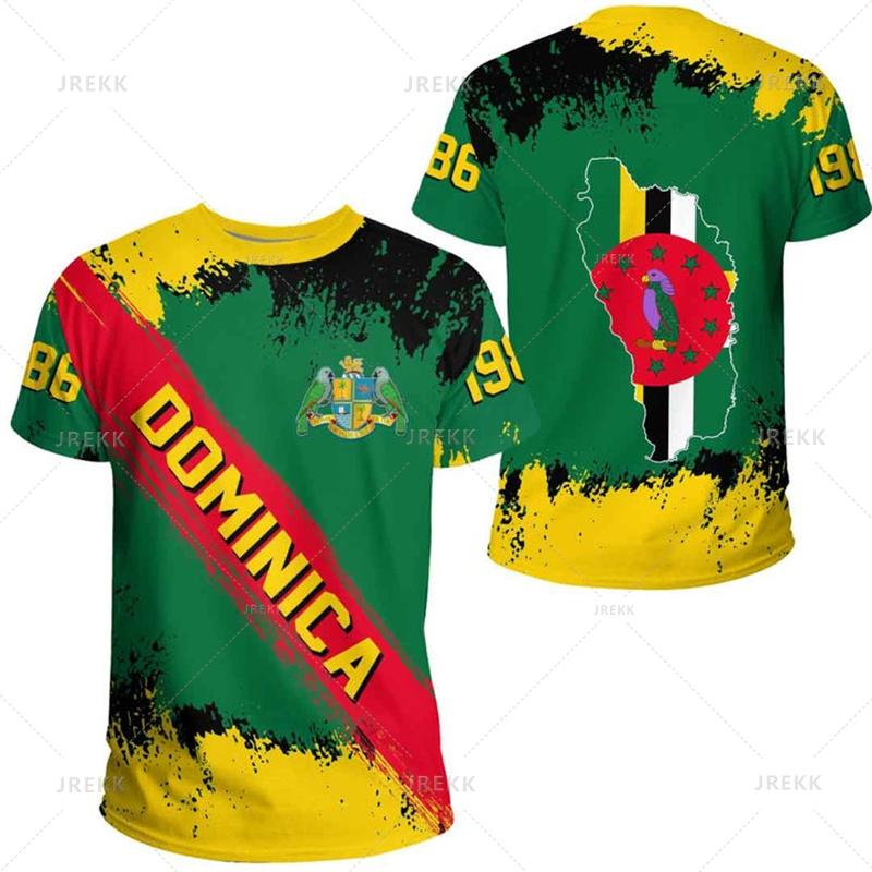 Dominica Coat Of Arms 3D Printing T Shirt The Commonwealth Of Dominica Flag Map Graphic Tee Shirts Casual Mens Clothing T-shirts
