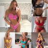 Sexy Perspective Lingerie Lace Bra Bikini Pajamas Underwear Three-point Split Bra Briefs Set
