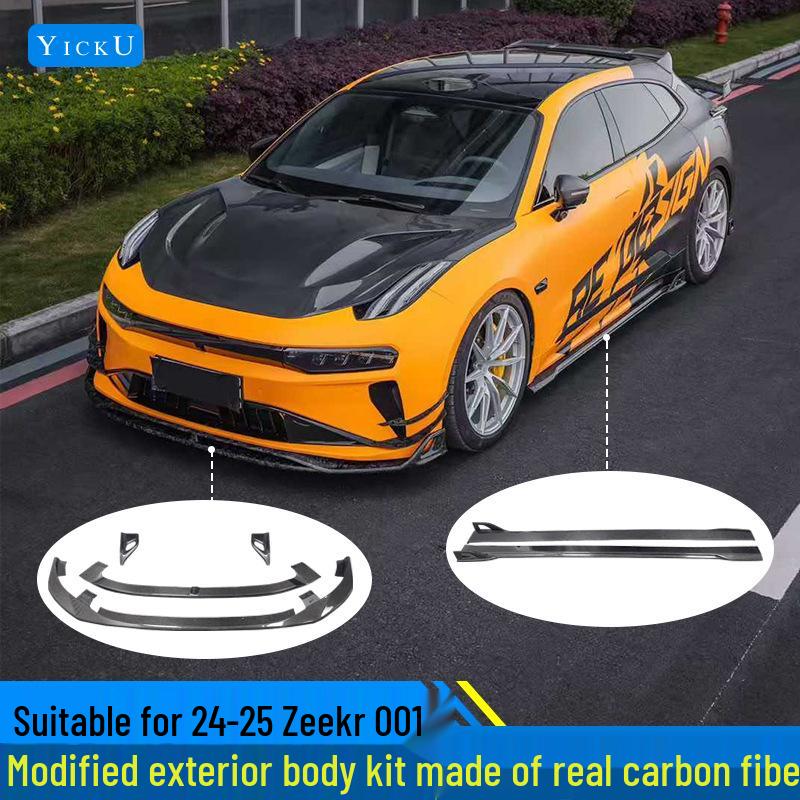 Zeekr 001 Body Kit: Carbon Fiber Front Lip, Side Skirts, Rear Diffuser, Spoiler, Roof Spoiler.
