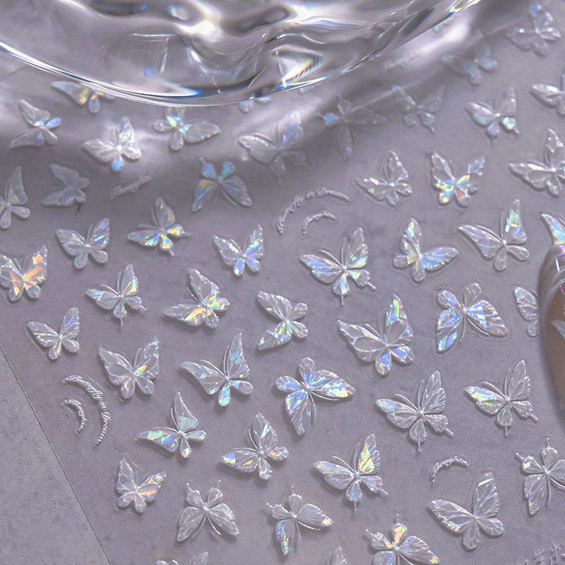 

Shell Light White Butterfly Nail Sticker Tomoni Embossed Ins Internet Celebrity 5D Japanese Style Nail Sticker Decorations Little White Butterfly 643((Shell light))