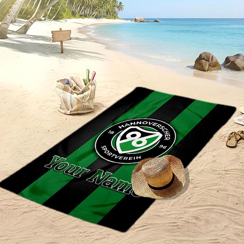 Hannover 96 Personalized Printed Beach Towel Soccer Logo Support Custom Name Text Absorbent Towel For Sport Travel Special Gift