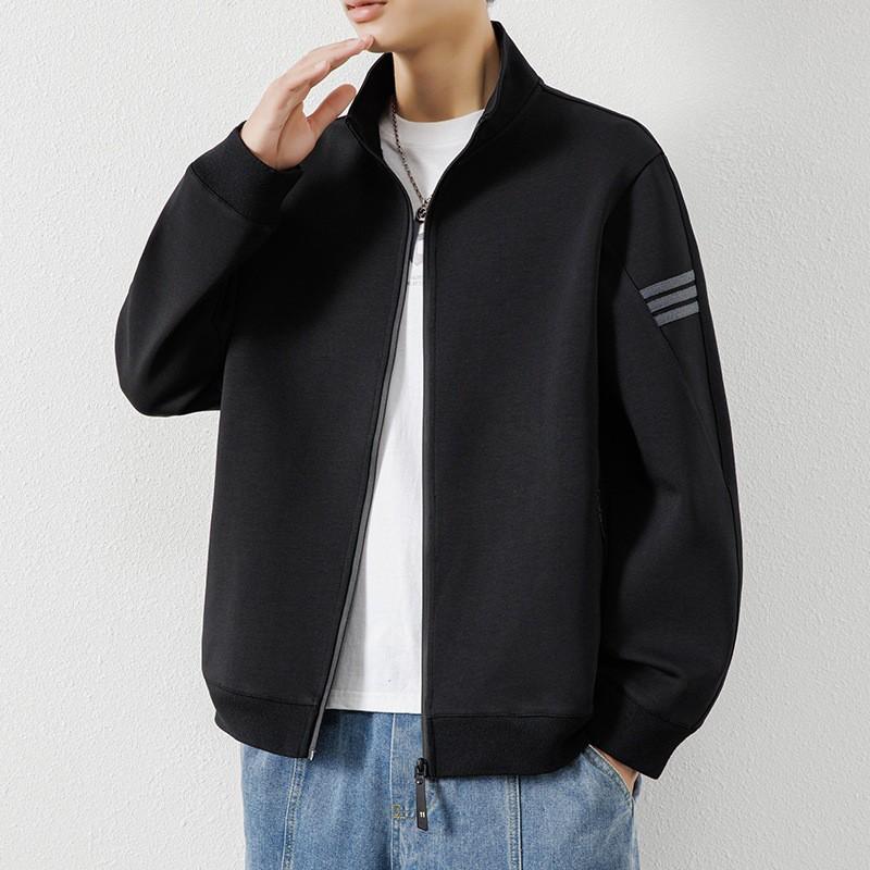 Mens Jacket Casual Windbreaker Youth Sports Cardigan Stand Collar Slim Fit Lightweight Outerwear
