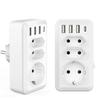 EU Socket With USB And 3 AC Outlets Power Converter Swtich Control 100-240V 16A Wall Socket Standard Plug Adapter Extension