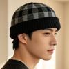 Brimless Melon Skin Hat Leopard Plaid Painter Hat Retro Knitted Beanies Cap  Women