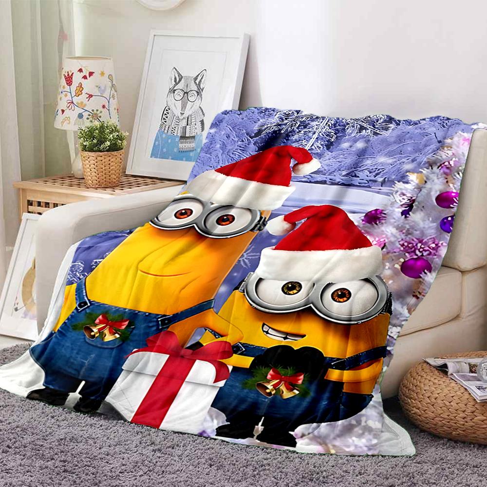 1Pc Christmas Minions Celebration Blanket Soft And Comfortable Casual Warm Camping Travel Christmas Halloween Gift M91753