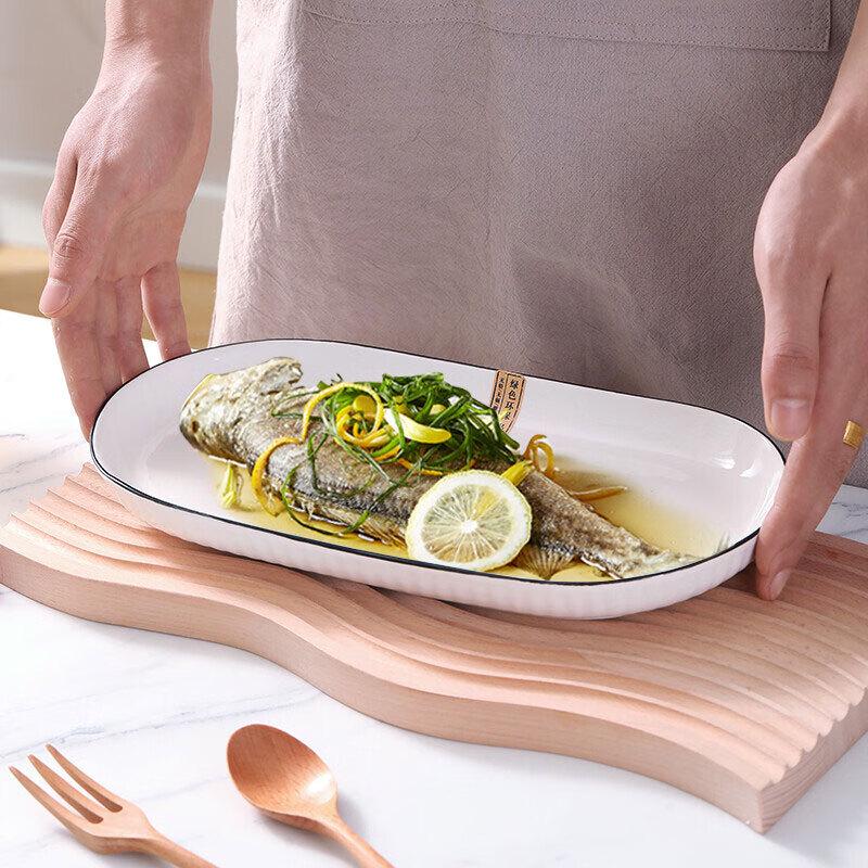 12-Inch Chinese Ceramic Oval Fish Plate