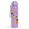1PC Orange Butterfly Group Print 750ml Color Plastic Sports Water Bottle Leakproof Flip Straw Lid Suitable for Sports Office Home Use