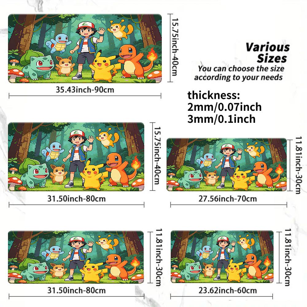 Pokemon Ash  Pikachu Forest Camping Gaming Mouse Pad NonSlip Desk Mat 30x80x0.2cm