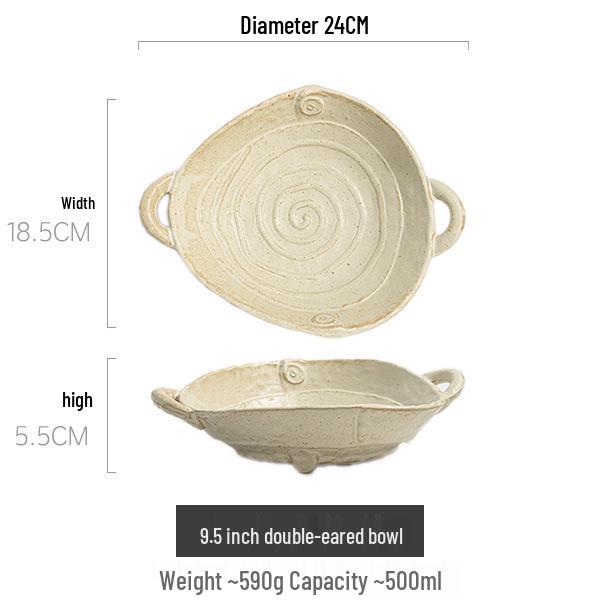 Japanese Handmade Wabi-Sabi Style Retro Pottery Salad and Dessert Plate