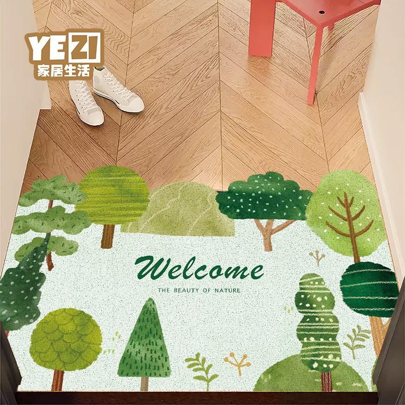 Entrance Door Mat Non-slip Dirt Scraper Cuttable Cartoon Forest Design Home Use