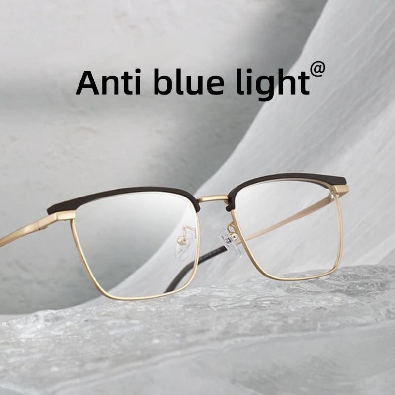 Fashionable Square Frame Myopia Glasses Men's Business HD Anti-blue Light Glasses Women's Eyepieces Diopter 0 To -4.0