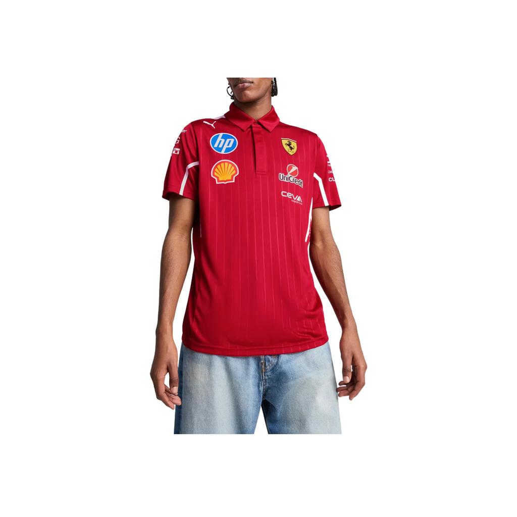 Puma Scuderia Ferrari HP Ležérní Pohodlné Měkké Jednobarevné Tričko s Krátkým Rukávem Pánské Topy Červená 763938-01