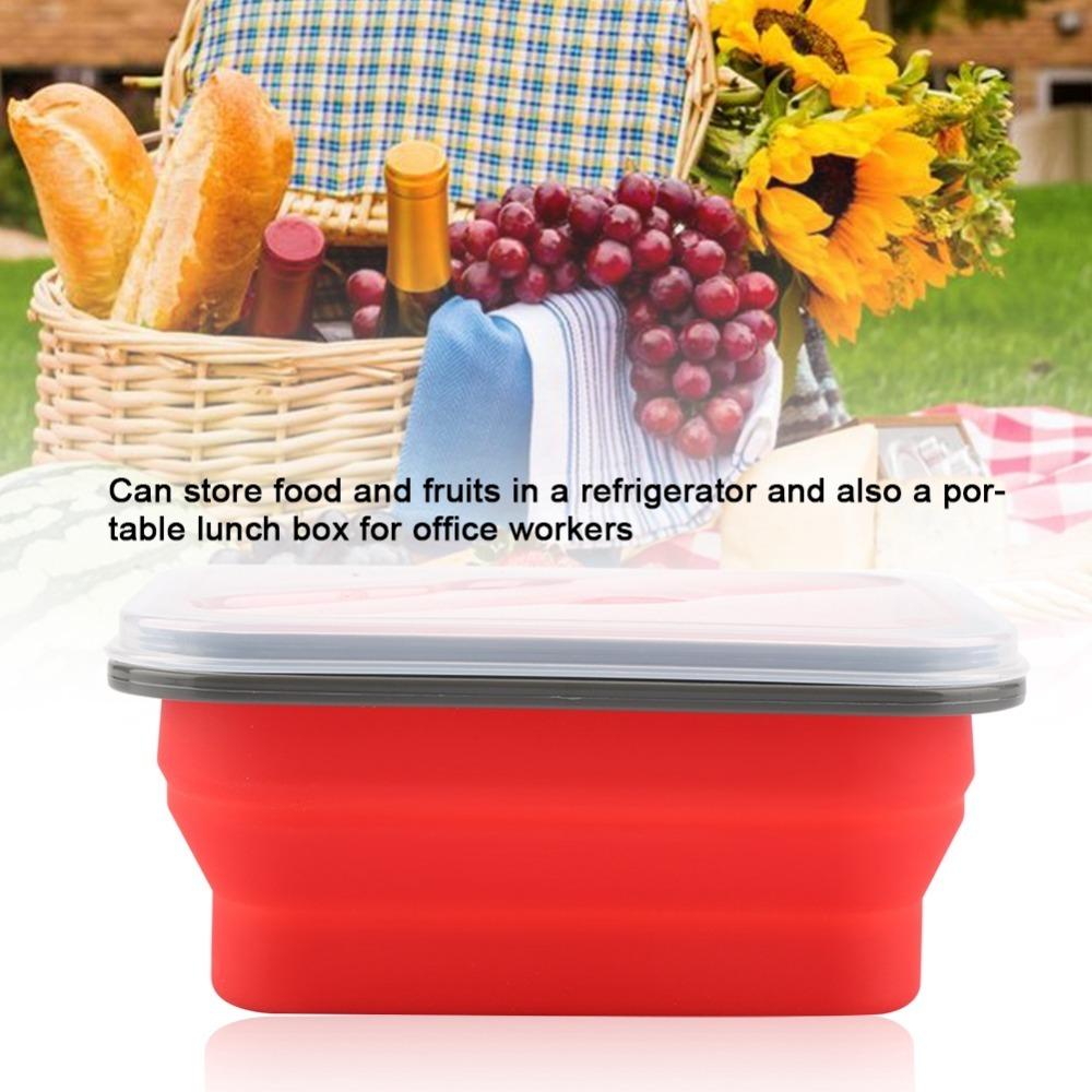 Silicone Collapsible Lunch Box 600ml Portable Storage Bowl  For Outdoor Travel