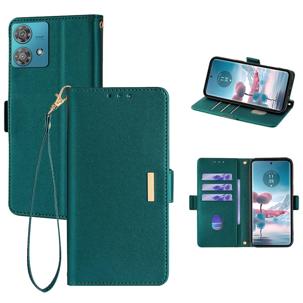 For Motorola Edge 40 Neo 5G Leather Wallet Case RFID Blocking Stand Cover with Hand Strap
