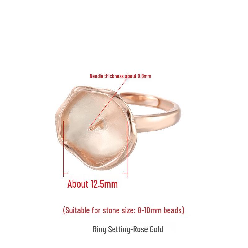 

Adjustable 925 Sterling Silver Baroque Pearl Ring Setting for Women (8-10mm) рожевий колір золота