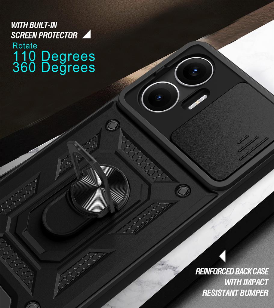 Shockproof Armor Case For POCO F7 bracket Rotating bracket 360° Car Holder Phone Cover For POCO F7 Camera Lens Protection Fundas