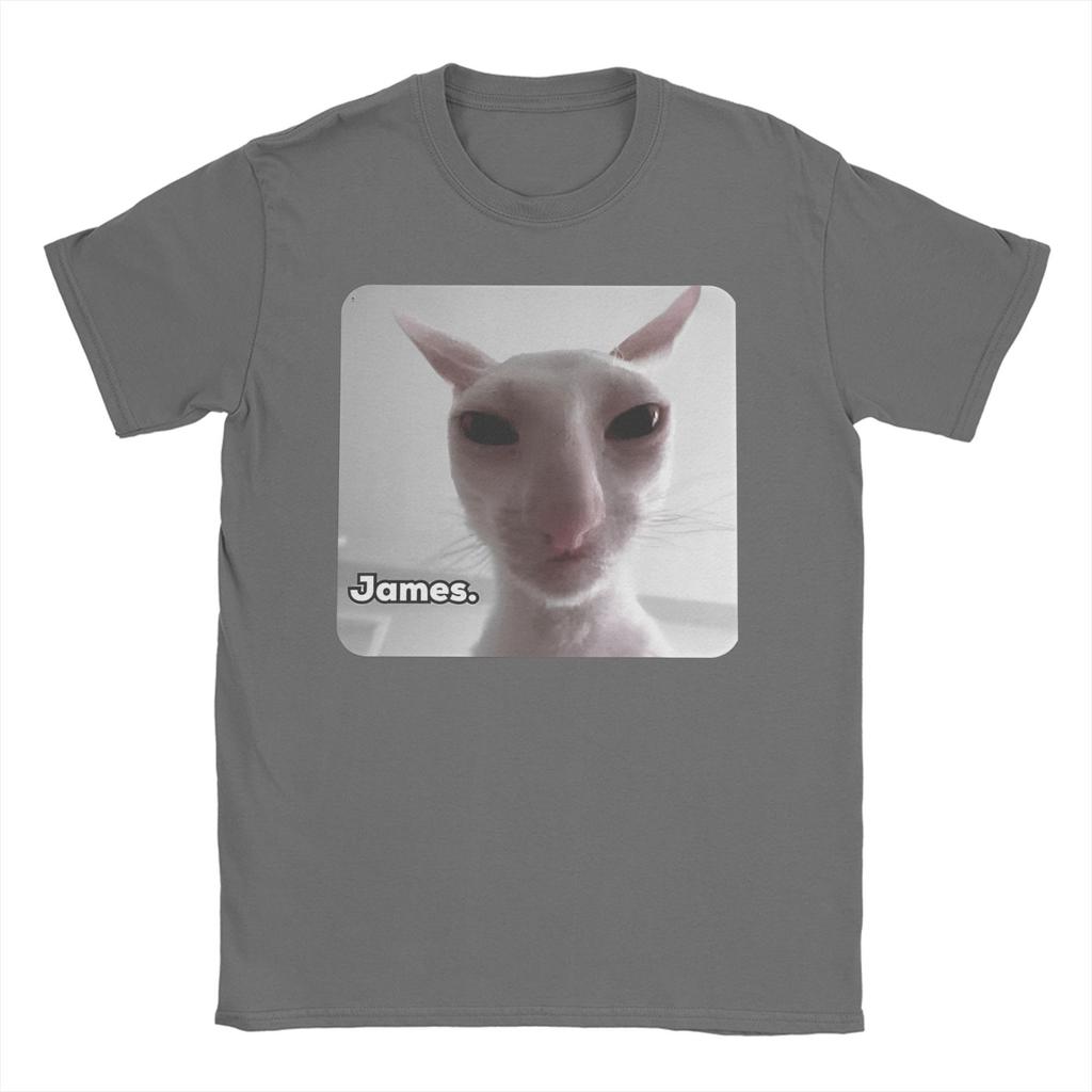 Funny James Cat Meme Pure Cotton T-Shirt For Man Summer Cute Classic T Shirts Round Neck Harajuku Tee Shirt Oversized Loose