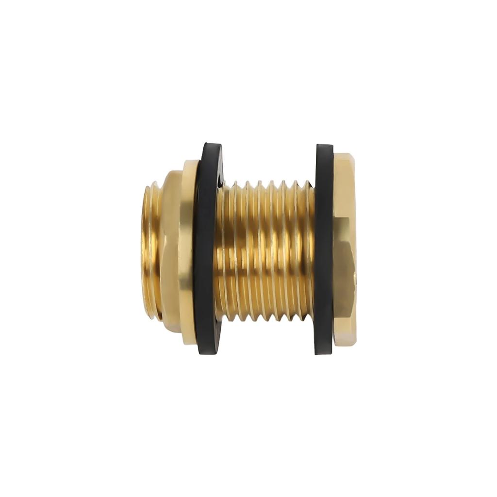 2-Pack Water Tank Connector, 1/2" Female NPT and 3/4" Male GHT, Solid Brass, Bulkhead Fitting with 2 Rubber O-Rings