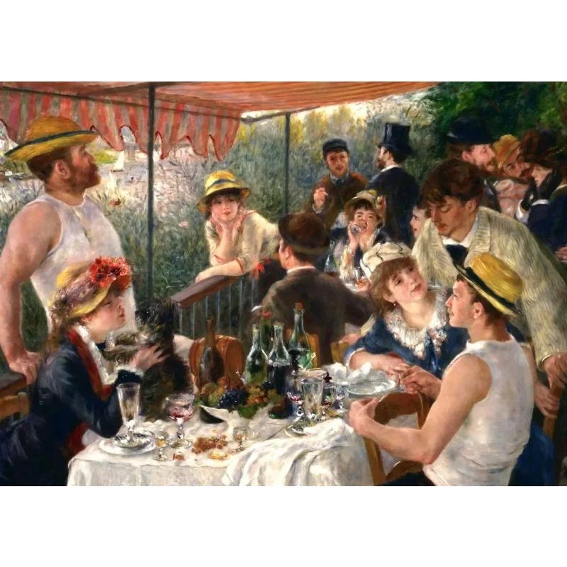 Canvas Painting Vintage Pierre Auguste Renoir Artworks Lunch of The Boating Party Art Poster Wall Prints Picture Room Home Decor