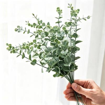 Künstliche Eukalyptusblätter 38 cm - Einzelstiel Grüne Pflanzen für Heimdekoration oder Kunstblumensträuße