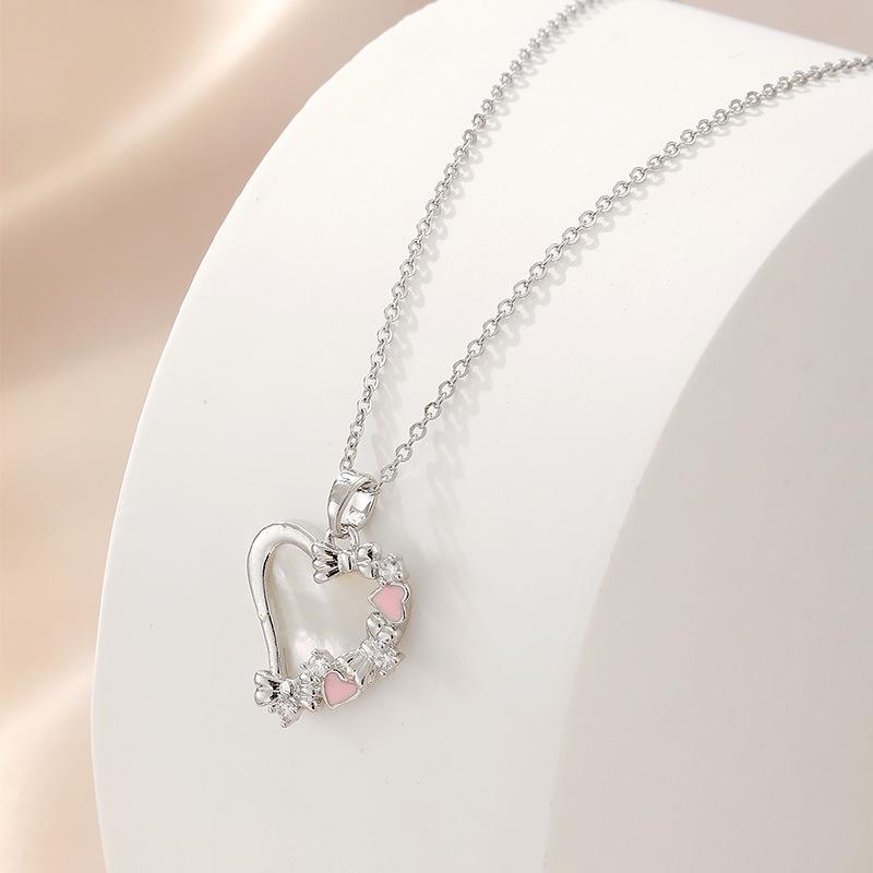 

Женское ожерелье в европейском и американском стиле с сердцем из циркона и раковиной абалона