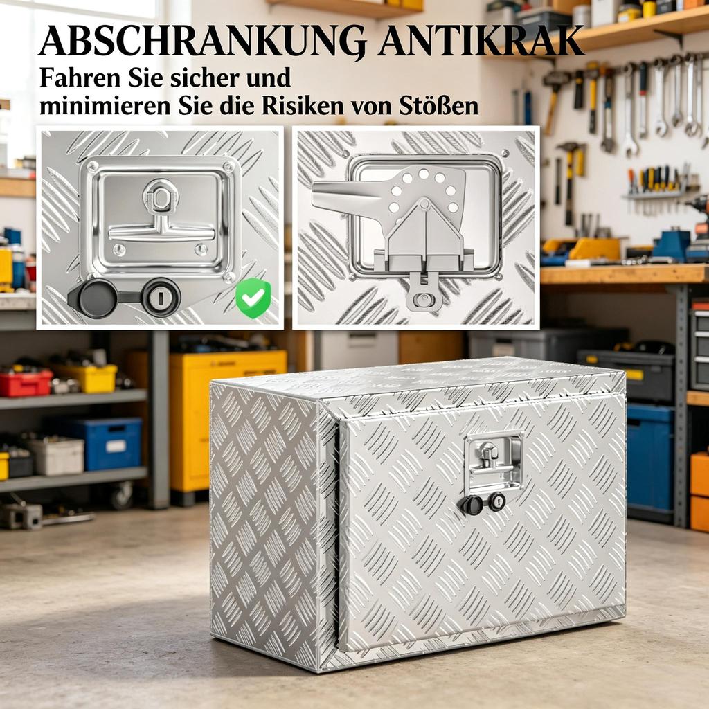 Aluminum Truck Tool Box, Storage Box 76 L with Lock and Key