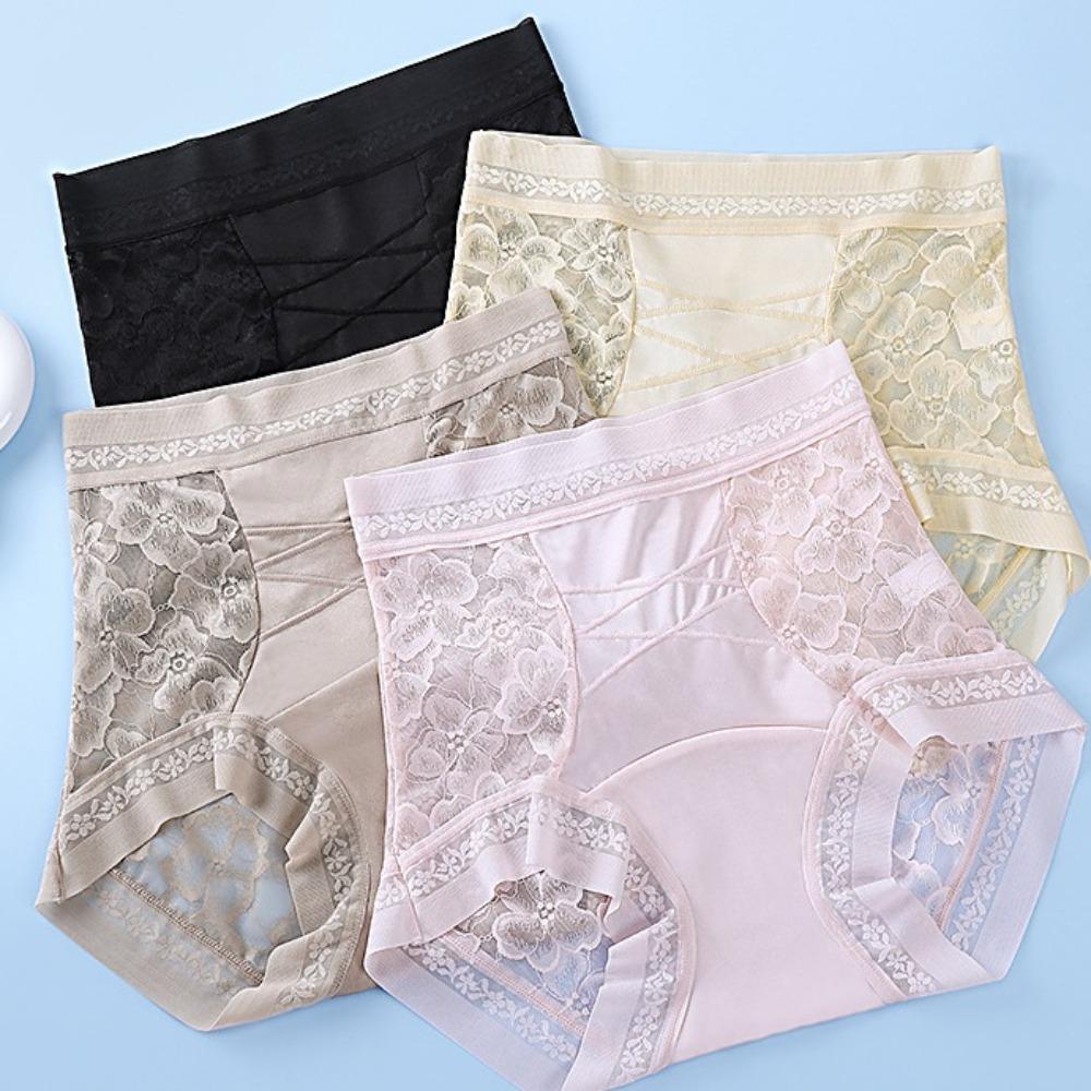 High Waist Lace Flower Panties Lace Flower Slimming Shapers Breathable Butt Lifter Underpants  Lady