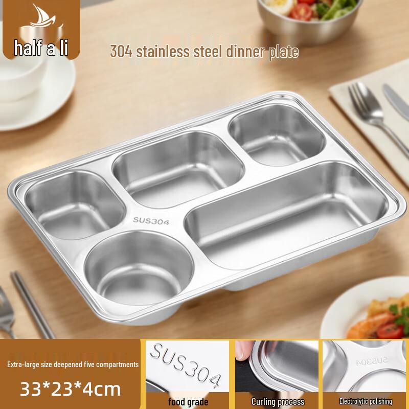 304 Stainless Steel Extra-Large Deep Divided Meal Plate