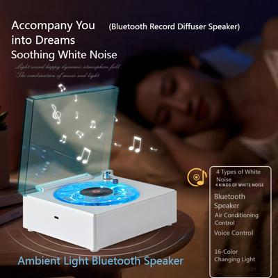 Wireless Sleep Aid Speaker Built-in White Noise Retro Vinyl Record Player Speaker RGB Ambient Lighting Timer Function Gift
