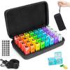Monthly Pill Organizer 2 Times a Day with Weekly Pill Bag, 30 Day Pill Box Organizer with 32 Daily Compartments, One Month Pill Box Holder with Hard