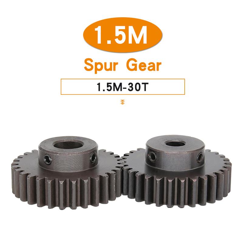 Stirnrad 1,5M-30T Bohrung 7/8/10/12/14/15/16/17/19/20 mm Zahnbreite 12mm Schwärzung Kohlenstoffstahl Schneckenräder für Übertragung