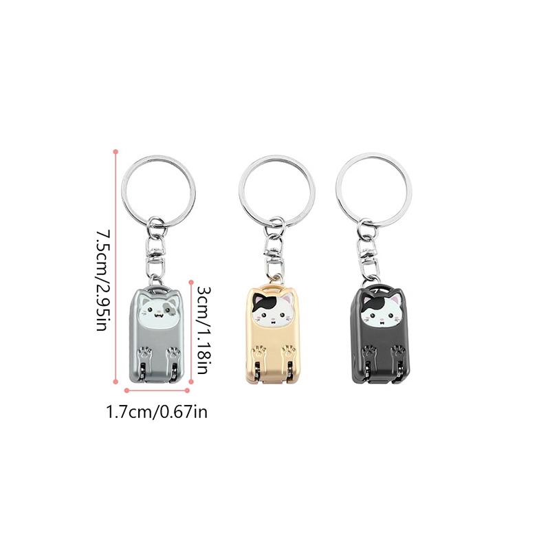 New Stainless Steel Fingernail Clipper Metal Foldable Mini Creative Kitten Nail Clipper Trim Nails Keychain