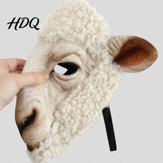 Realistic Animal Costume Accessory Mask Sheep Brown Bear Full Face Breathable Party Mask Cosplay for Halloween Props Hair Texture