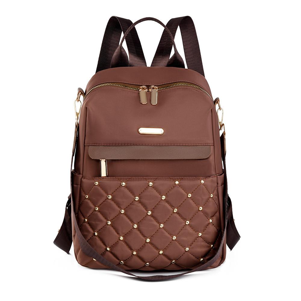 Fashion Solid Color Golden Bead Decoration Women Casual Backpack For Daily Use