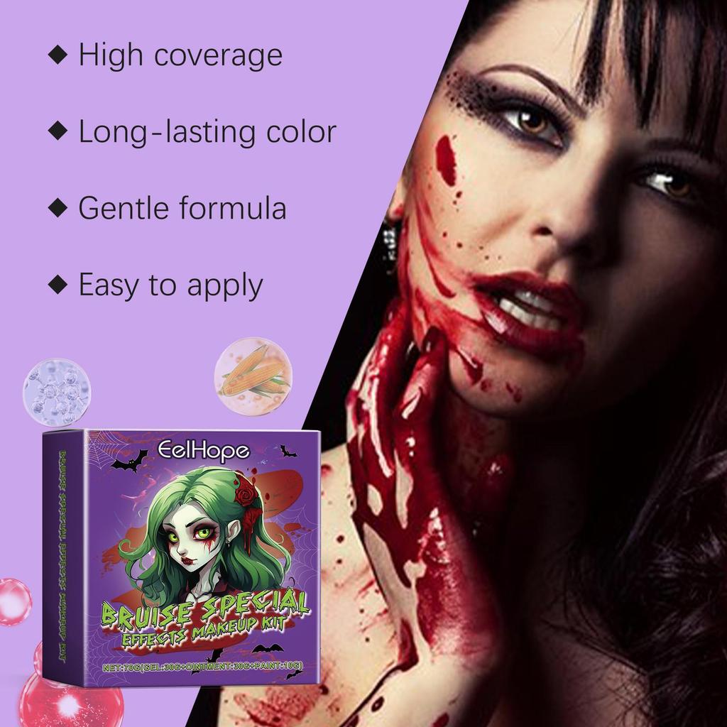 EELHOPE Vampire Cosmetic Set &Bruise Special Effects Makeup Kit & Fake Blood For Halloween Festival And Masquerade Party Looks