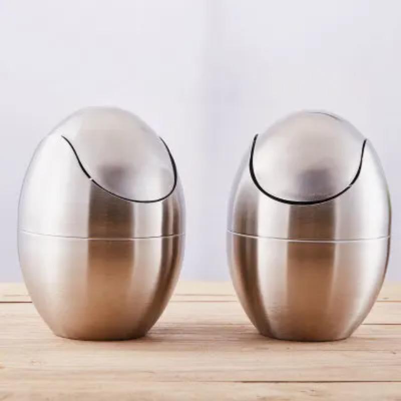 1 st Mini Papperskorg 304 Rostfritt Stål Bord Skrivbord Skräporganisatör Avfallskorg Skräphållare för Kontorsbruk