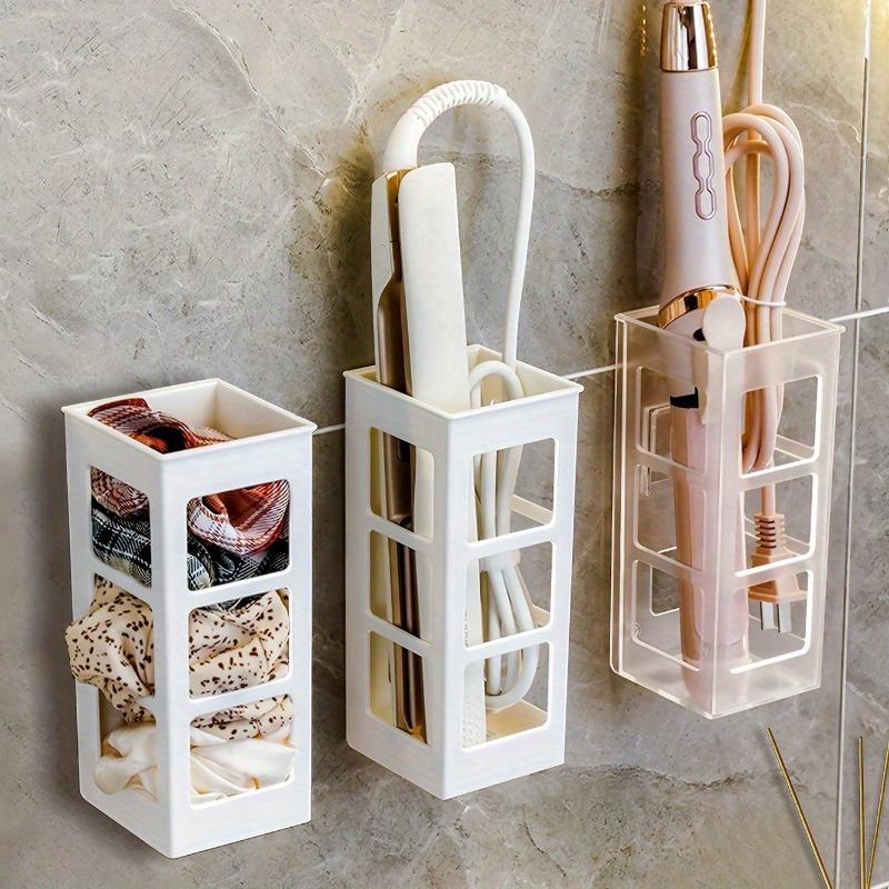 1pc Household Rolled Edge Storage Box, No Drilling Required; Barber Tool Manager, Curling Iron Organizer, Hair Styling Tool Holder