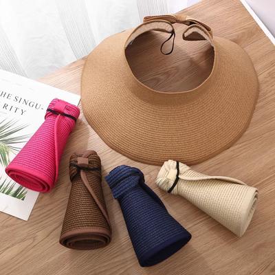 Sombrero de Paja de Verano para Mujer Plegable Ala Ancha Grande Visera Sombrero de Viaje Sombrero para el Sol chapeau femme Playa Protección UV Gorras
