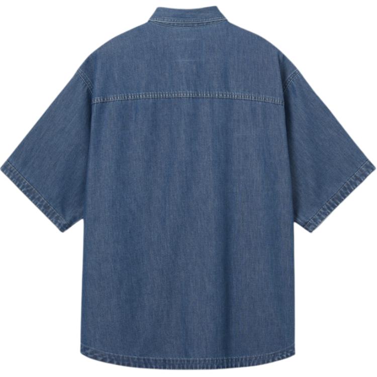 Levis SS25 Casual Comfortable Solid Color Denim Short Sleeve Shirt Men shirts Blue 004HN-0000