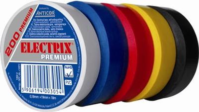 PVC Electrical Insulating Tape 0.18mm X 19mm X 18m Rainbow Electrix 200 Premium Pack of 5