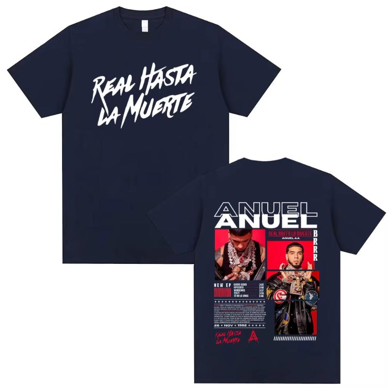 Rapper Anuel AA Real Hasta La Muerte Tour 2025 T Shirt Unisex Women Hip Hop Oversized Tshirts Unisexs Casual Cotton Vintage T Shirts