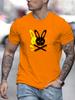 Men's 100% cotton summer loose fit large Rabbit Skull printed slim fit casual sports round neck short sleeved T-shirt
