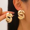 Fashionable Geometric Twisted and Round Gold Statement Earrings for Women… More