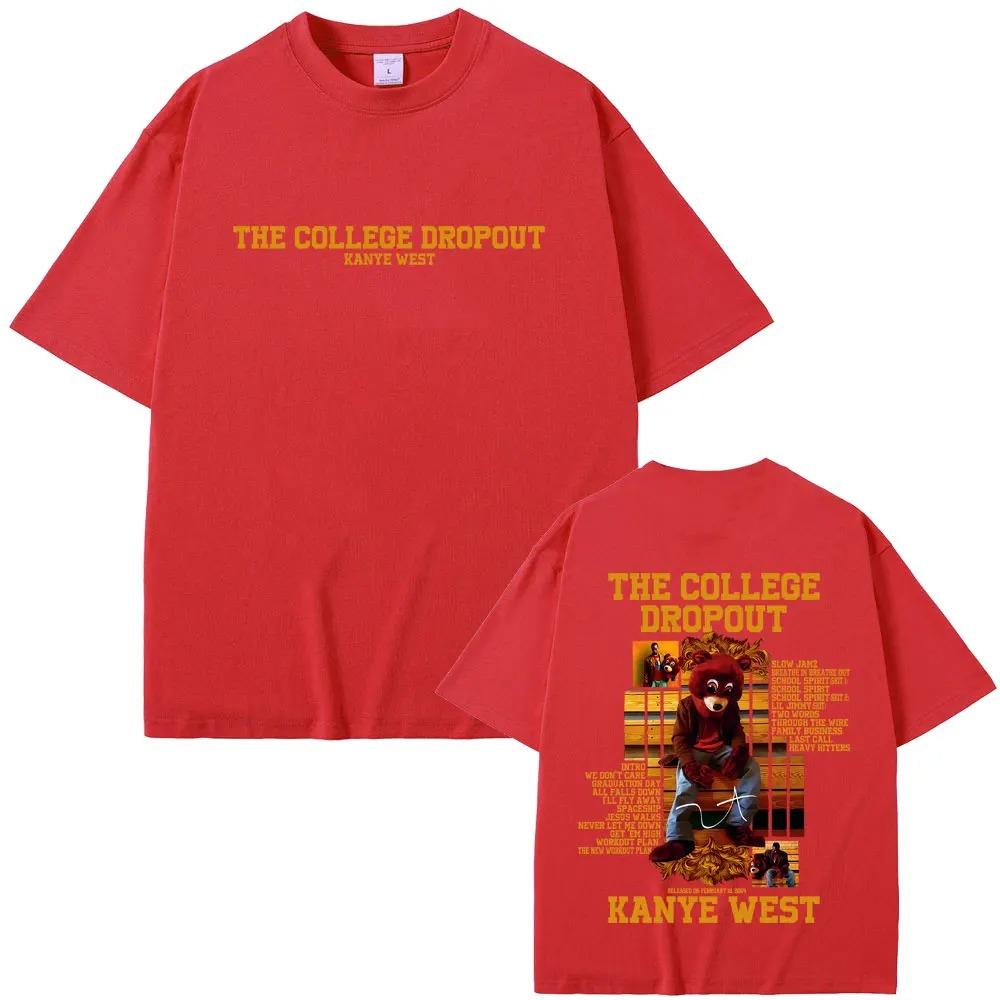 

Unisex Women Hip Hop Pop Music T Shirts Rapper Kanye West The College Dropout Bear Graphic Tshirt Casual Cotton Vintage Tshirts M