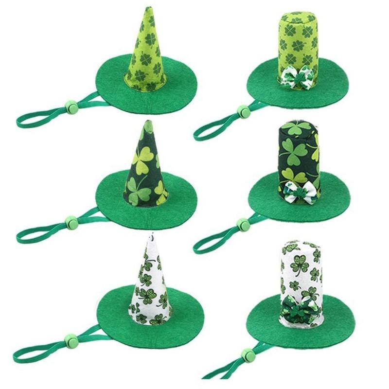 Dog Top Hat Collar Holiday Shamrocks for Small Medium Girl Dogs Cats Dog Collar Necklaces Kerchief Costumes