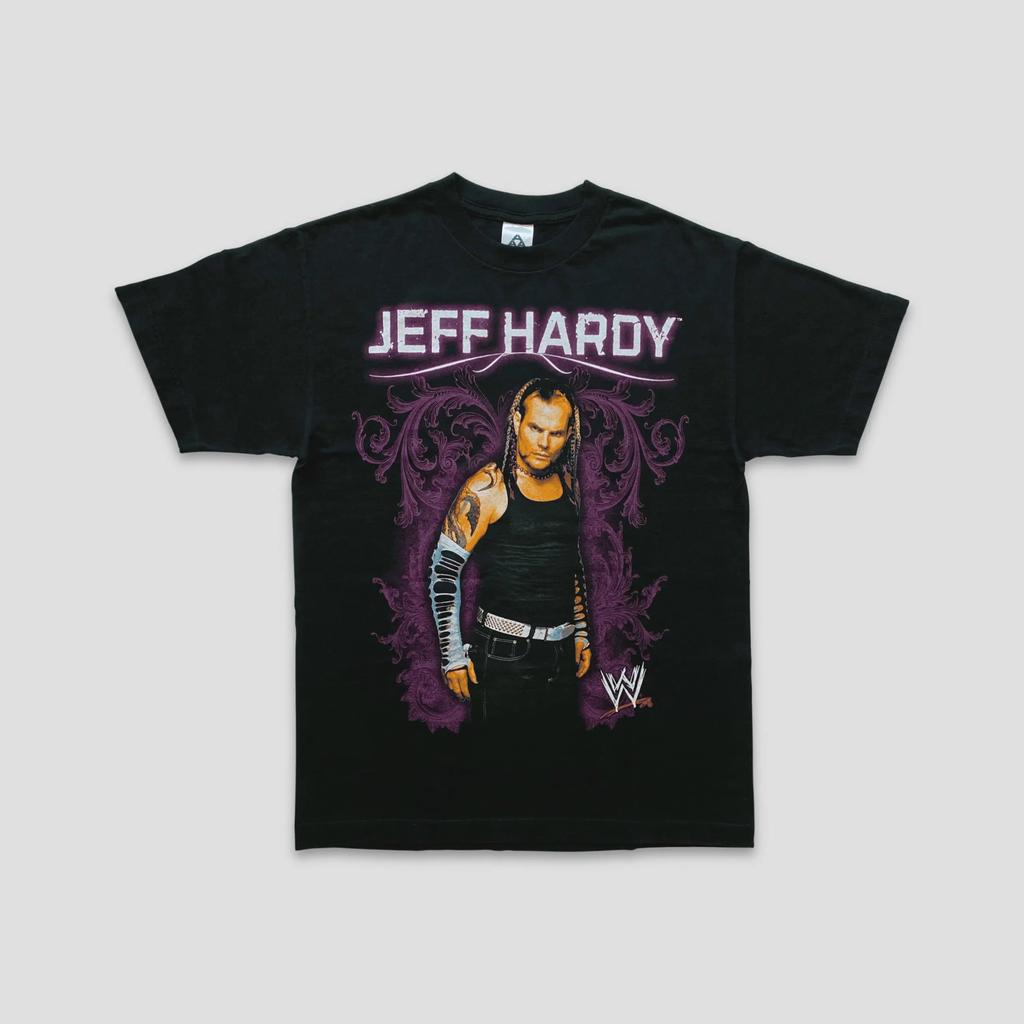 Vintage Pánská bavlněná trička Jeff Hardy z počátku 2000 let s krátkým rukávem a kulatým výstřihem, Hip Hop Dámské kapelní tričko, Letní topy, Oblečení