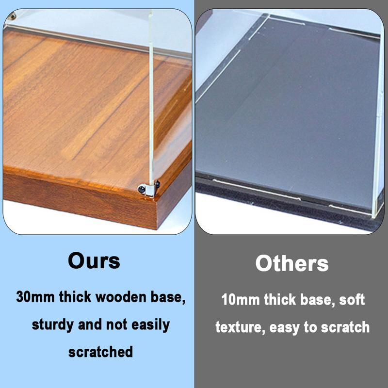Wooden Bottom Storage Box Window Acrylic Toy Gundam Building Block Box Glue-Free Dust Cover